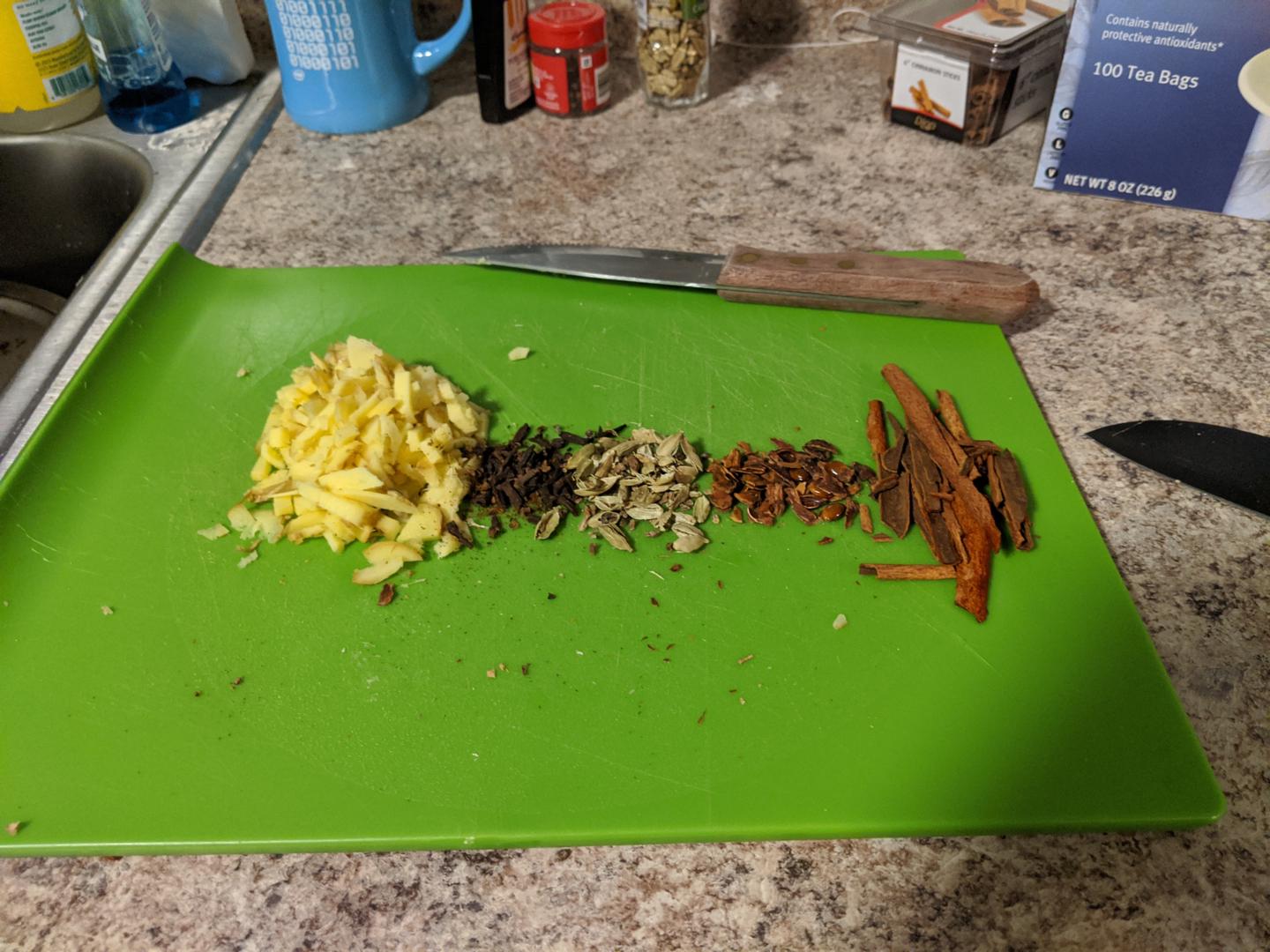 Prepared ingredients on cutting board